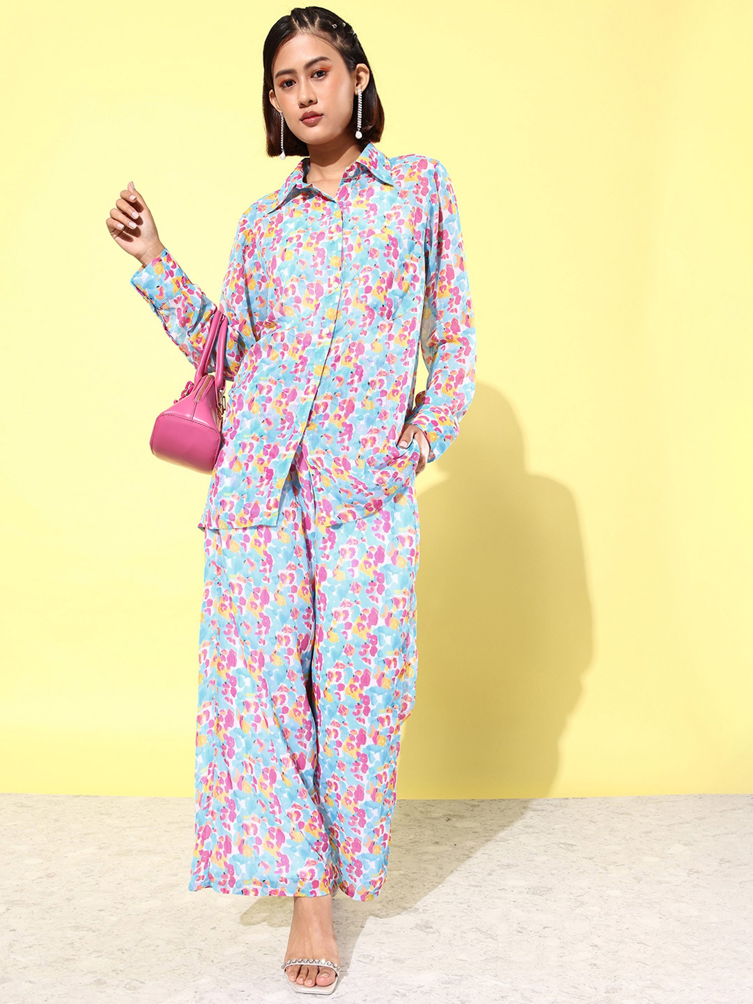 Anvi Be Yourself Blue & Pink Floral Print Co-Ord Set