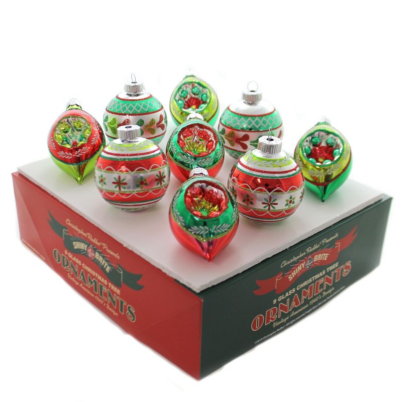 Shiny Brite 2.75" Hs Rounds & Tulips Holiday Splendor Ornament  -  Tree Ornaments