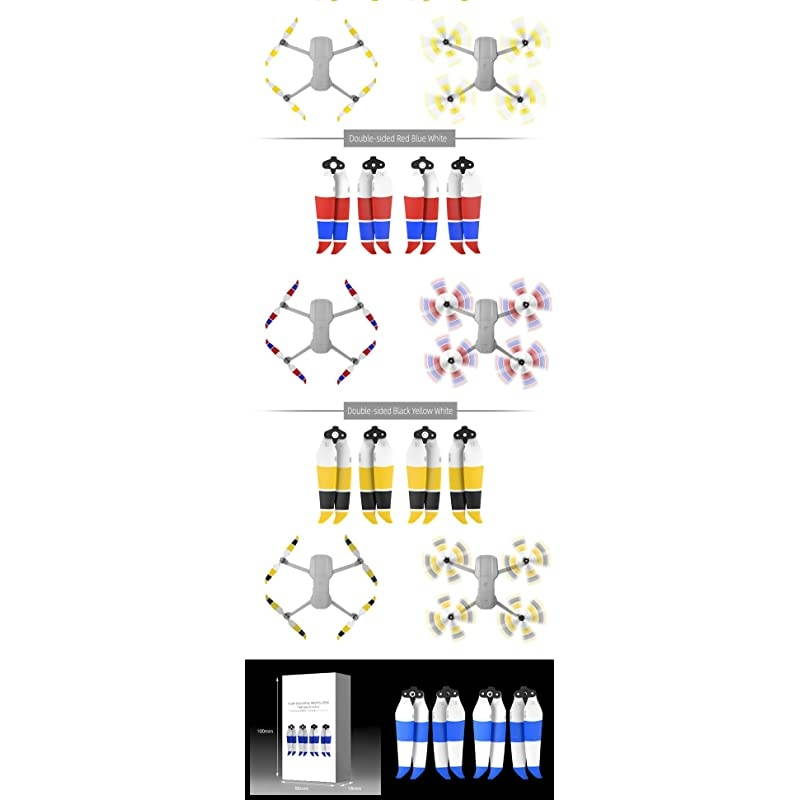 2 Pairs Mavic Air 2 7238F Propellers Low Noise Prop for DJI Mavic Air 2 Accessories Yellow White