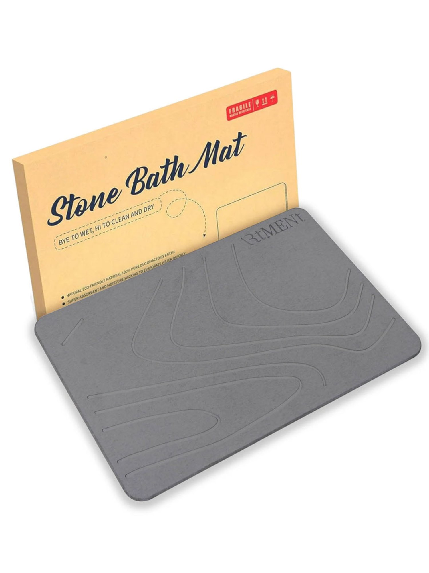 The Artment TerraDry Stone Bath Mat - Non-Slip Super Absorbent Diatomaceous Earth Stone Mat Large