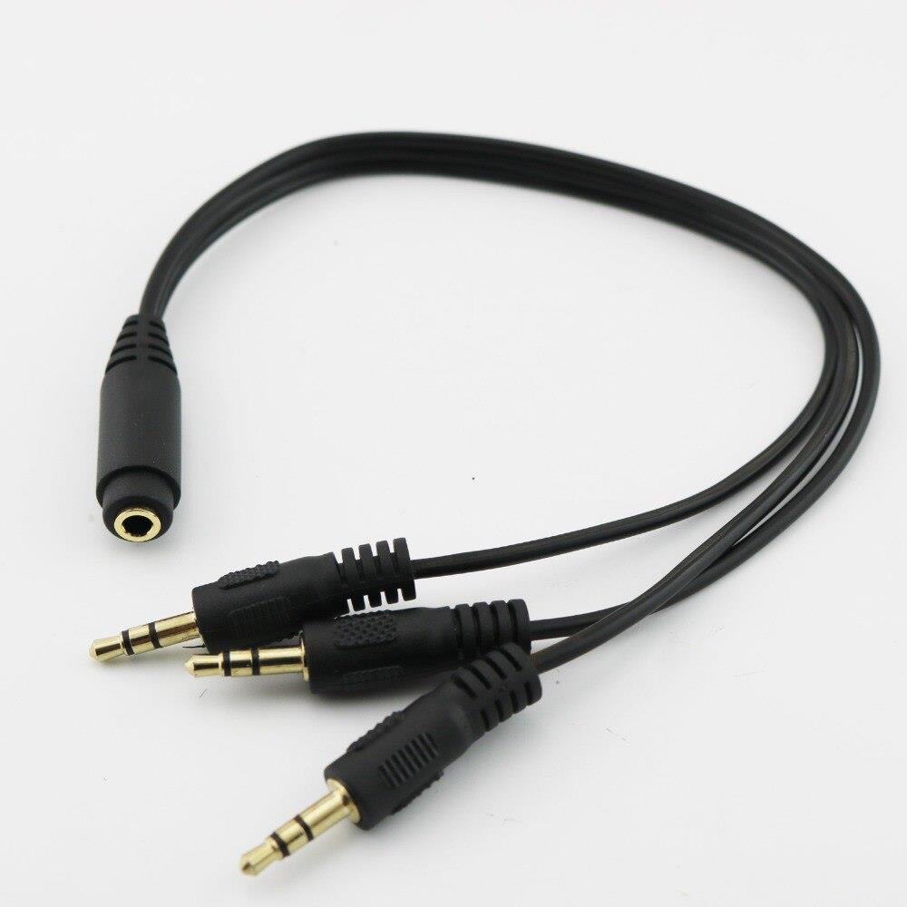 Gold Plated 3.5mm TRS Stereo Female 3 Pole Jack to 3x 1/8" 3 Pole Male Plug Audio Headphone Adapter Splitter Cable 30cm/1ft (1pcs)