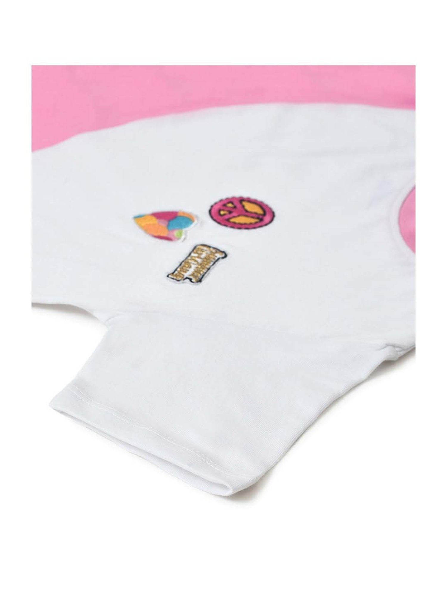MiArcus Kids White & Pink Printed T-Shirt