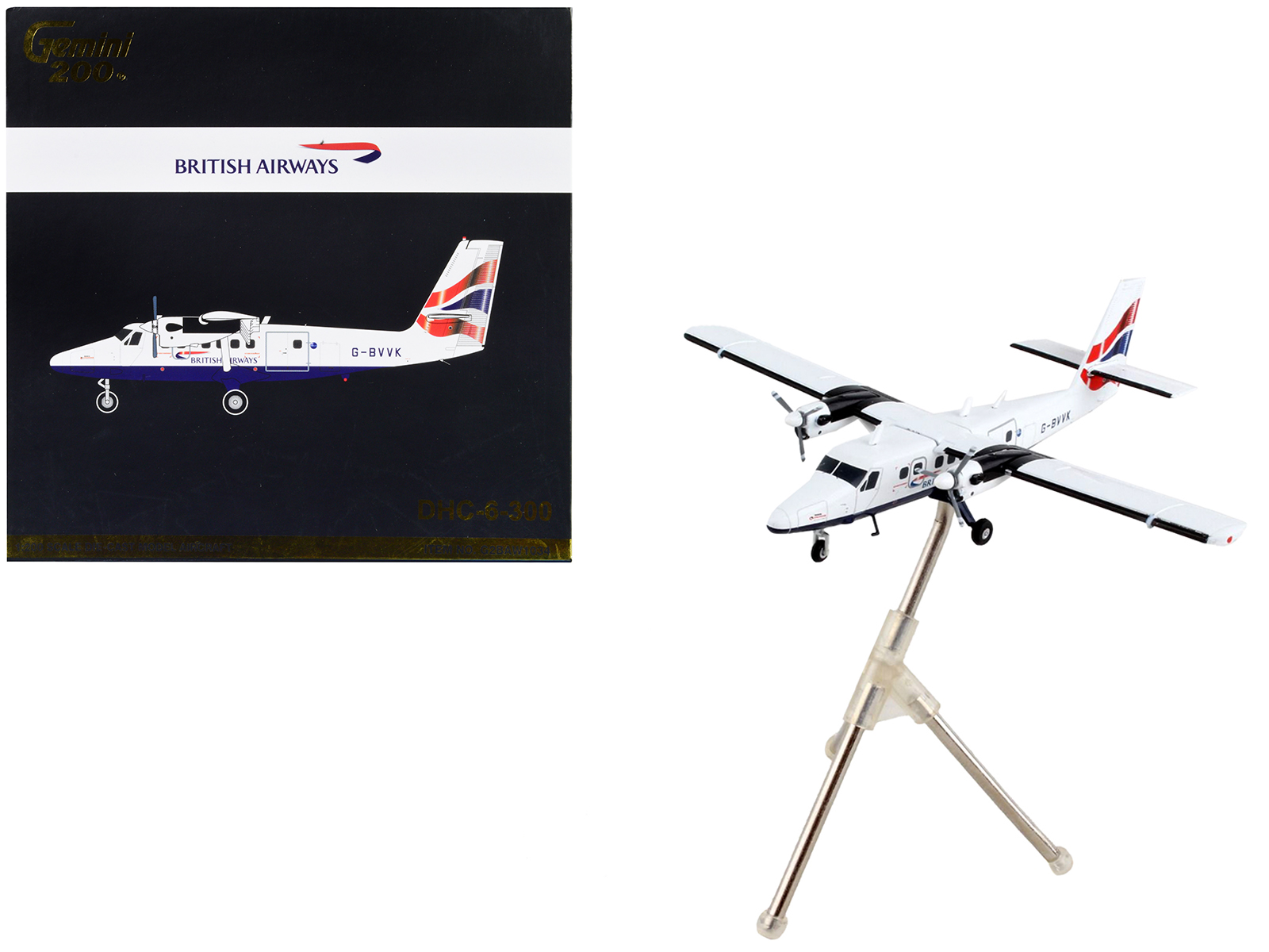 De Havilland DHC-6-200 Commercial Aircraft "Eastern Air Lines - Metro Express" White with Blue Stripes "Gemini 200" Series 1/200 Diecast Model Airplane by GeminiJets