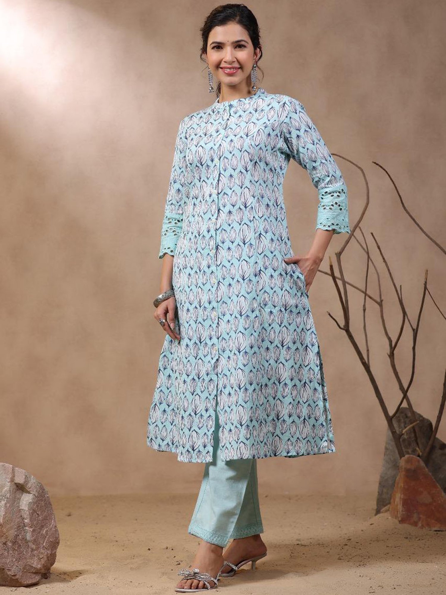 Autumnlane Rachna Pasteli Printed Cotton Kurta Pant Set