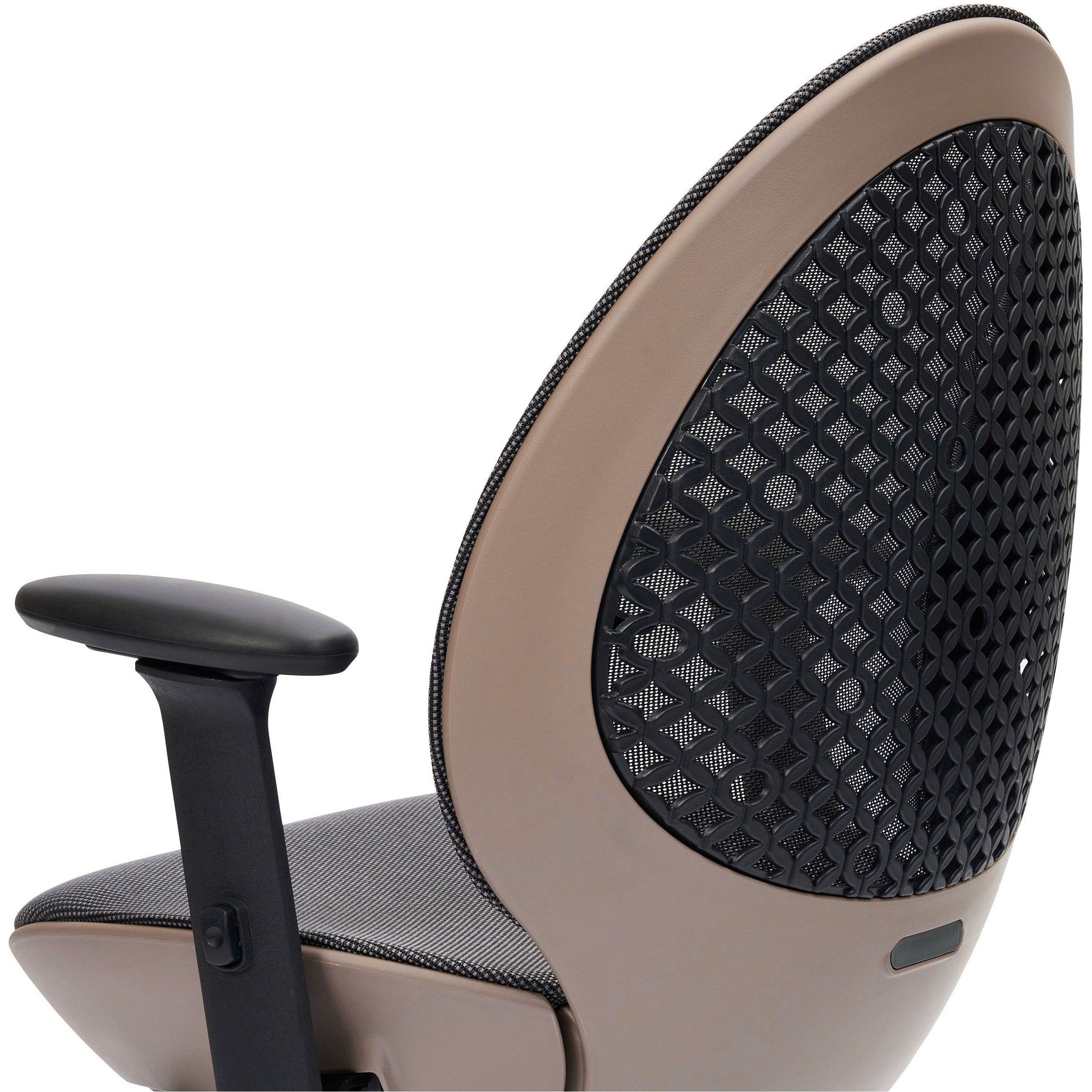 Techni Mobili Deco LUX Executive Office Chair with Aluminum Base and Non-Marking Caster Wheels, Mesh Task Chair with 3D Padded Armrests, Taupe