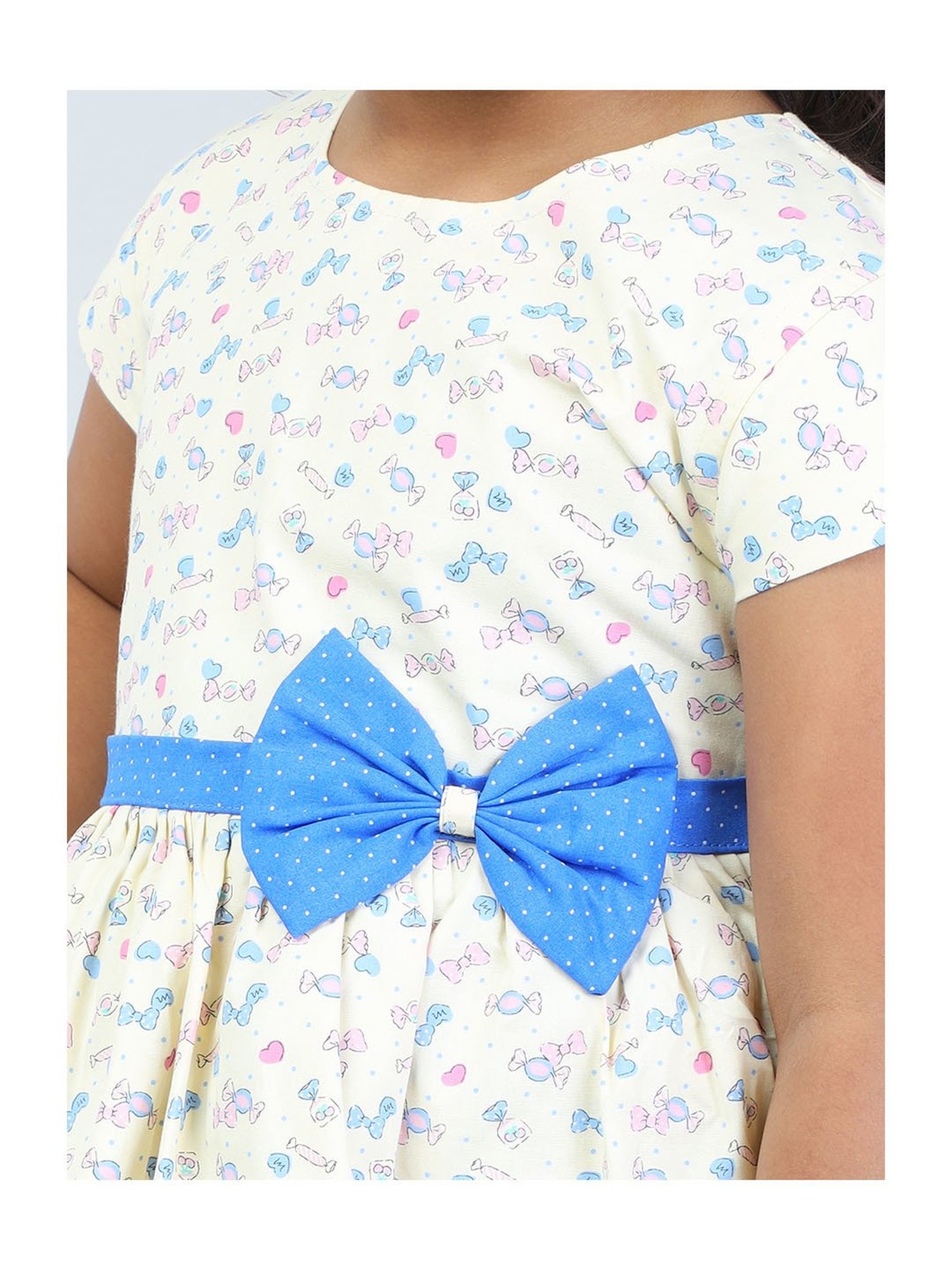 Todd N Teen Kids Light Yellow Printed Frock