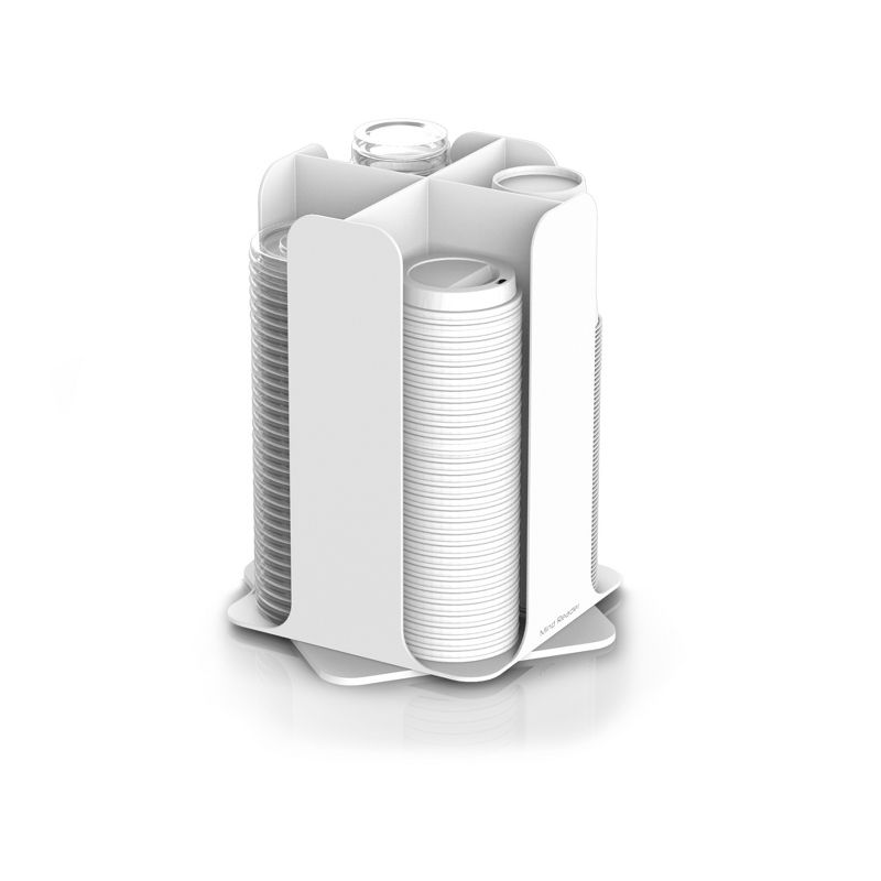 Mind Reader 4 Compartment Cup and Lid Holder Organizer Carousel - White