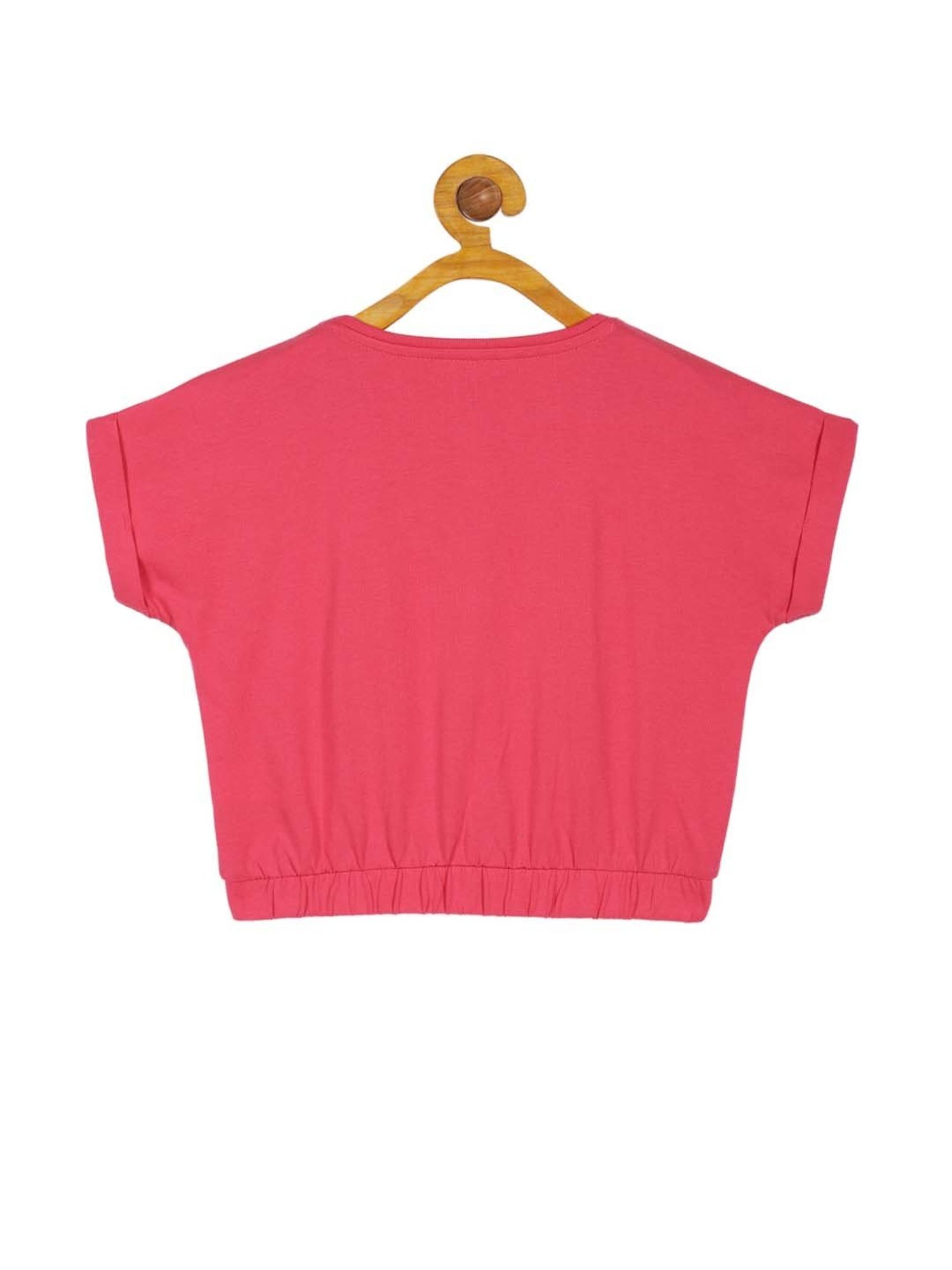 Plum Tree Kids Pink & Blue Cotton Printed Crop Top Set