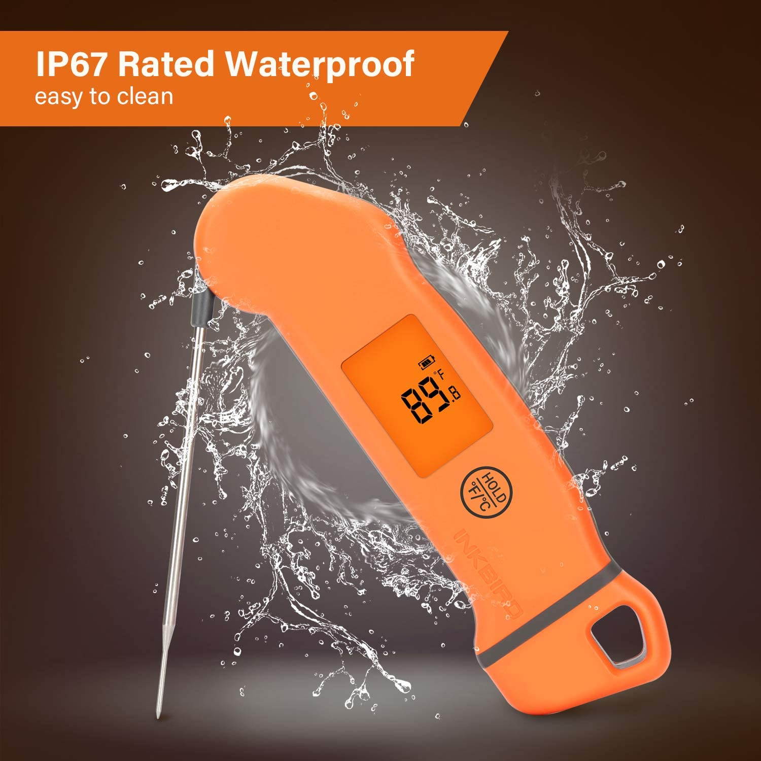 Inkbird Meat Thermometer IHT-1S Instant Read Thermometer Waterproof Digital Cooking Thermometer with Gravity Sensor,Automatic Rotating Display,Auto-on/Off,Auto Restart for Kitchen, Cooking,BBQ,Smoker