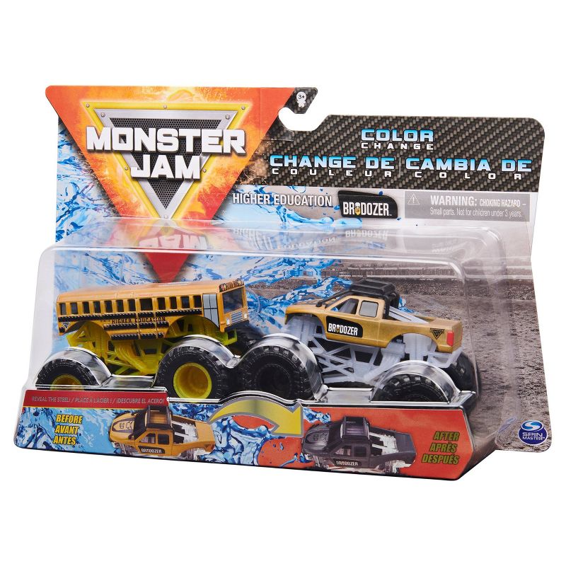 Monster Jam Official Higher Education vs. BroDozer Color-Changing Die-Cast Monster Trucks - 1:64 Scale
