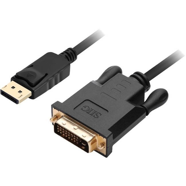 SIIG DisplayPort to DVI Cable - 1080p @60Hz Male to Male Passive DP to DVI Cable for DisplayPort Enabled Computer System - 6 Feet