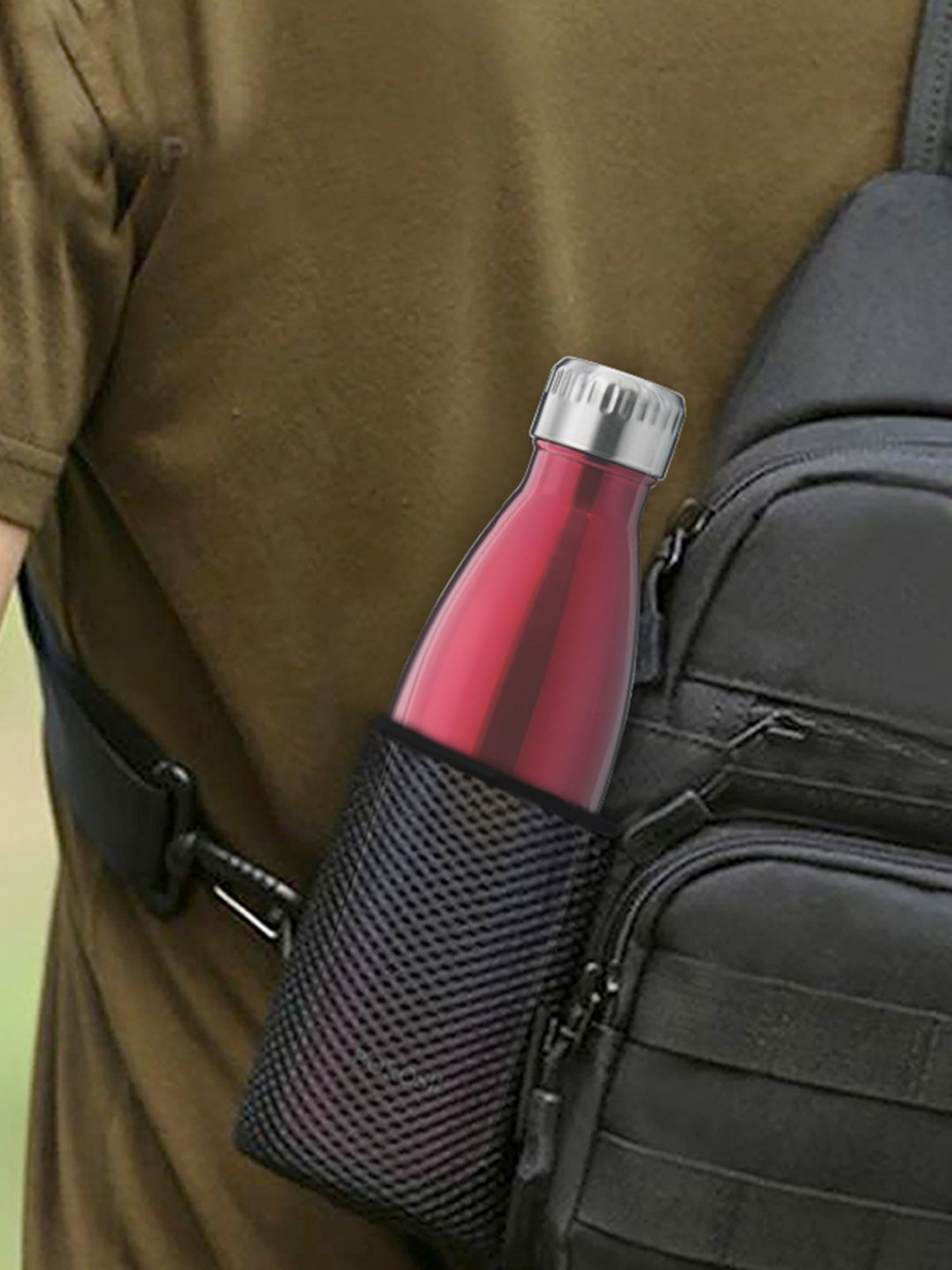 Borosil Red Stainless Steel TRANS Bolt Vacuum Insulated Flask Water Bottle- 750 ml