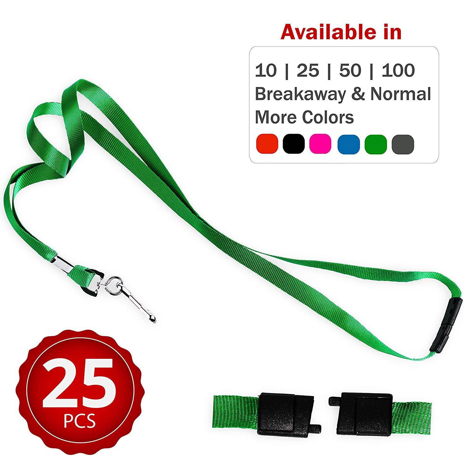 Durably Woven Lanyards with Safety Breakaway ~Premium Quality, Smoothly Finished for Skin-Friendly Comfort~ for Moms, Teachers, Tours, Events, Cruises & More (25 Pack, Green) by Stationery King