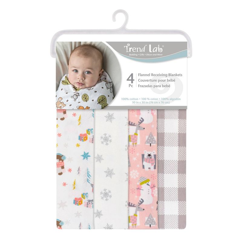 Trend Lab Winter Pals Flannel Receiving Blankets - 4pk