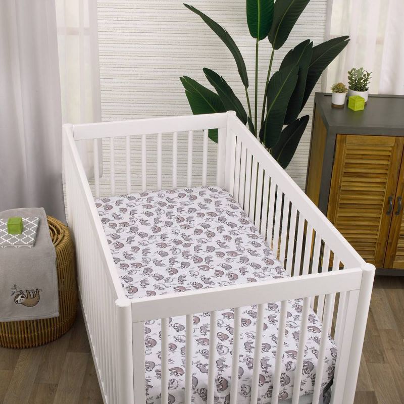 Little Love by NoJo Sloth Let's Hang Out All Over Print Crib Sheet