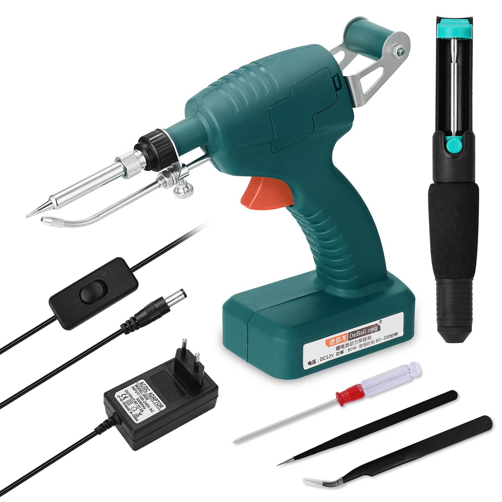 EU 80W Portable Rechargeable Cordless Soldering Iron Handheld Automatically Send Tin Machine Wire Welding Repairing Tool Kit