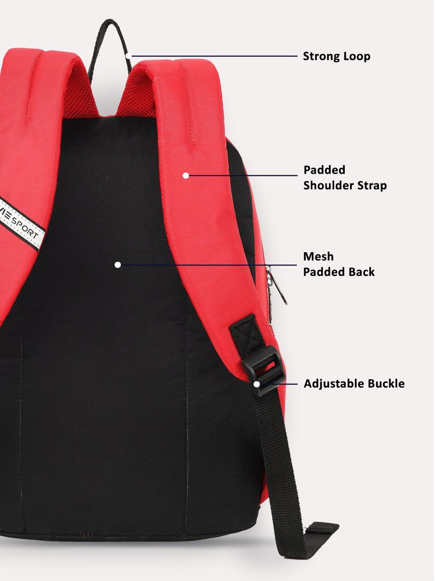 Lavie Sport Hexa 2C 18L Casual Dobby Daypack | School Bag For Boys & Girls (Red)