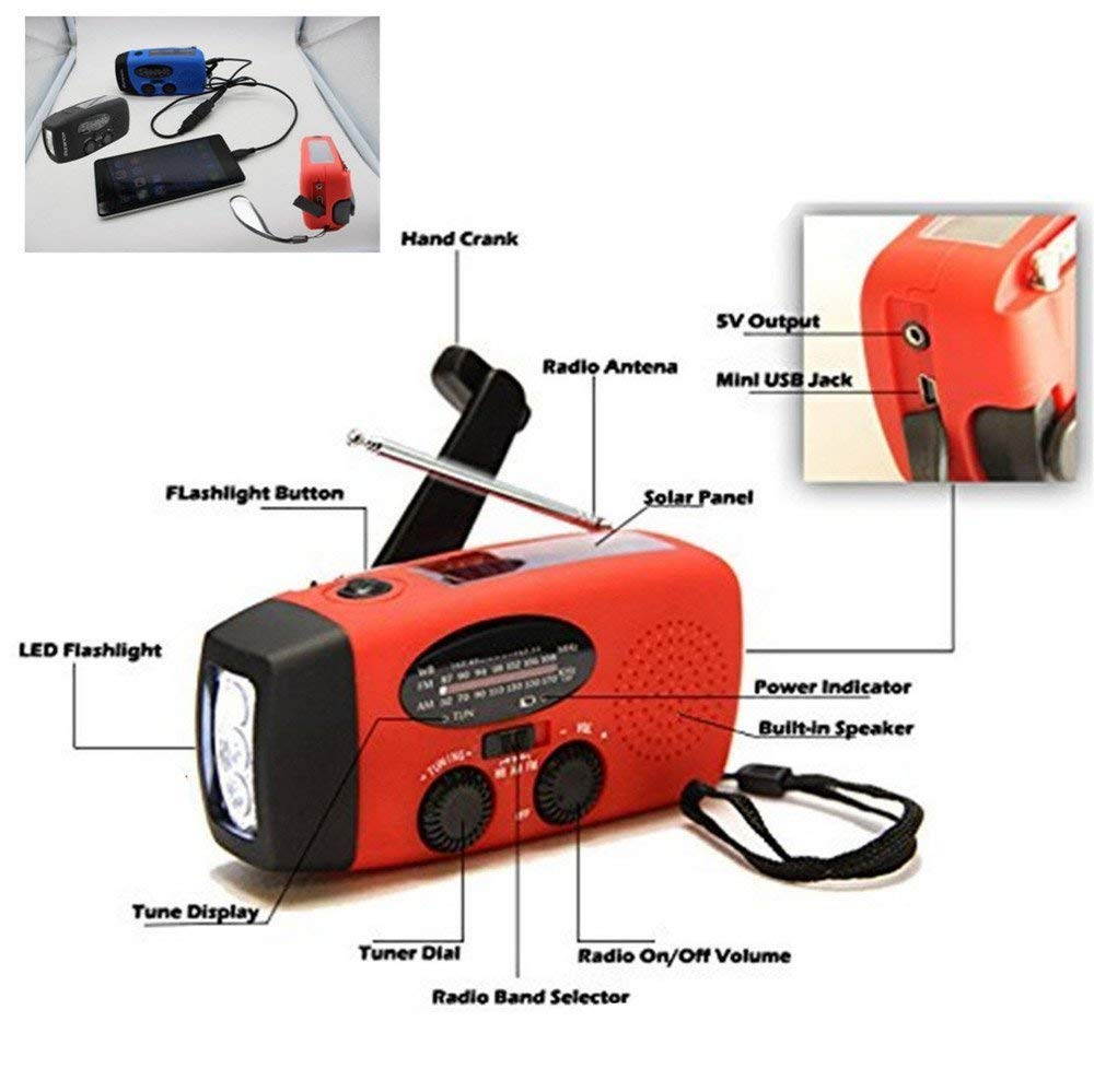 Protable Emergency Hand Crank Generator AM/FM/WB Radio Flashlight Charger Waterproof Emergency Survival Tools