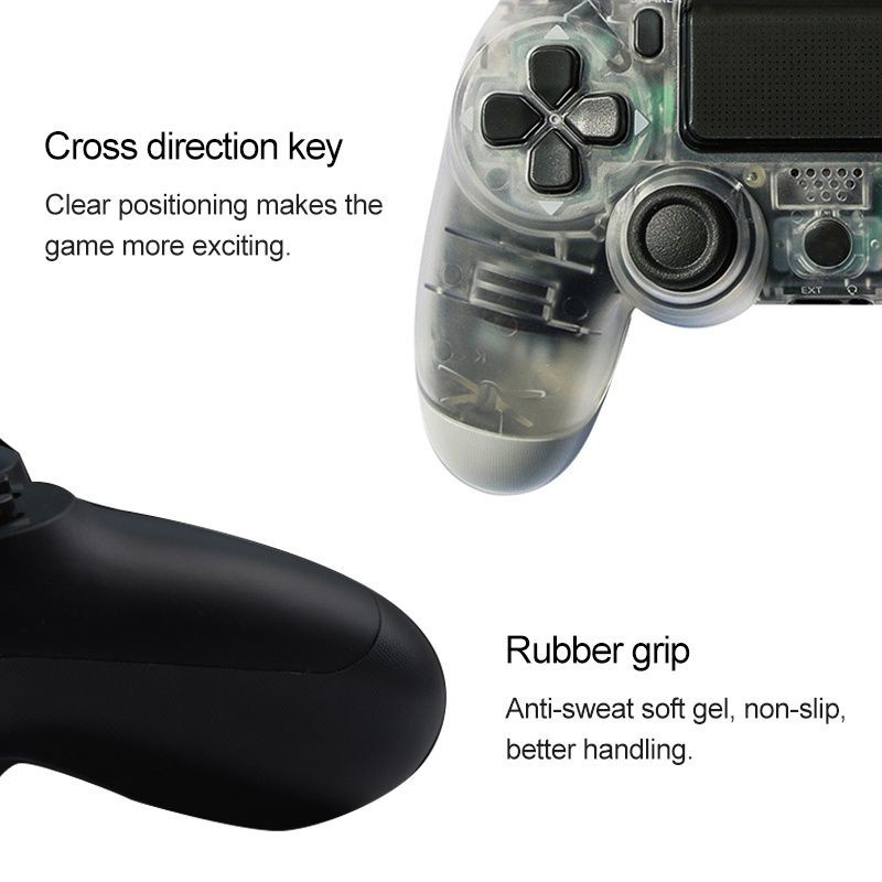 Transparent Wireless Bluetooth Game Handle Controller with Lamp for PS4, EU Version