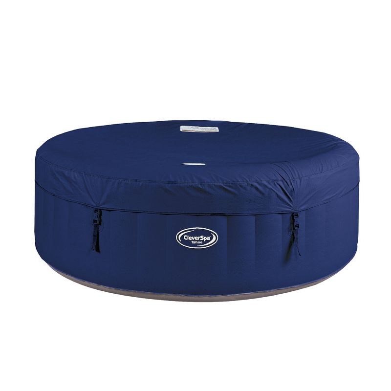 CleverSpa Tahoe 800 Liter 70 inch 4 Person Portable Backyard Inflatable Hot Tub Outdoor Spa with Insulated Tub Cover and Filtration Kit Included, Blue