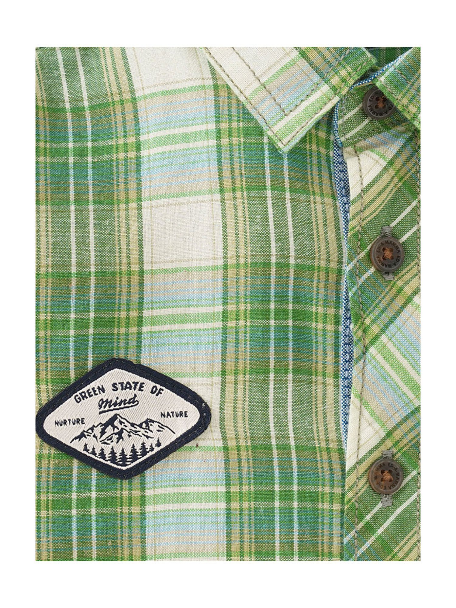 Ed-a-Mamma Kids Green & White Checks Full Sleeves Shirt