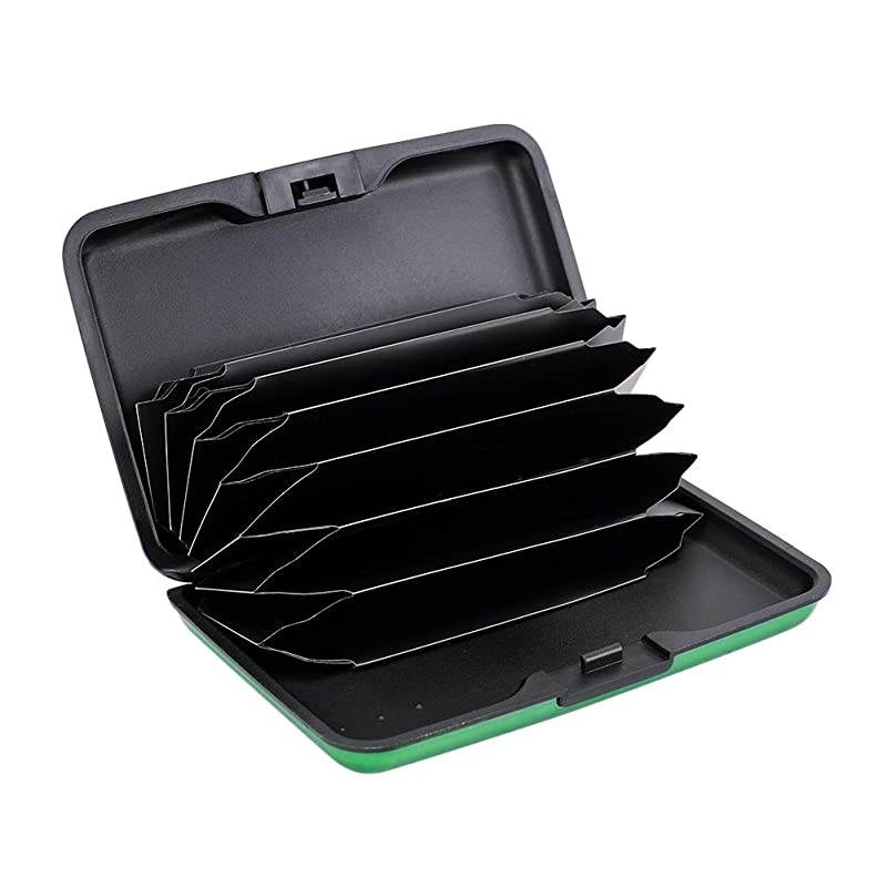 RFID Blocking Credit Card Protector Aluminum ID Case Hard Shell Business Card Holders Metal Wallet for Men or Women green