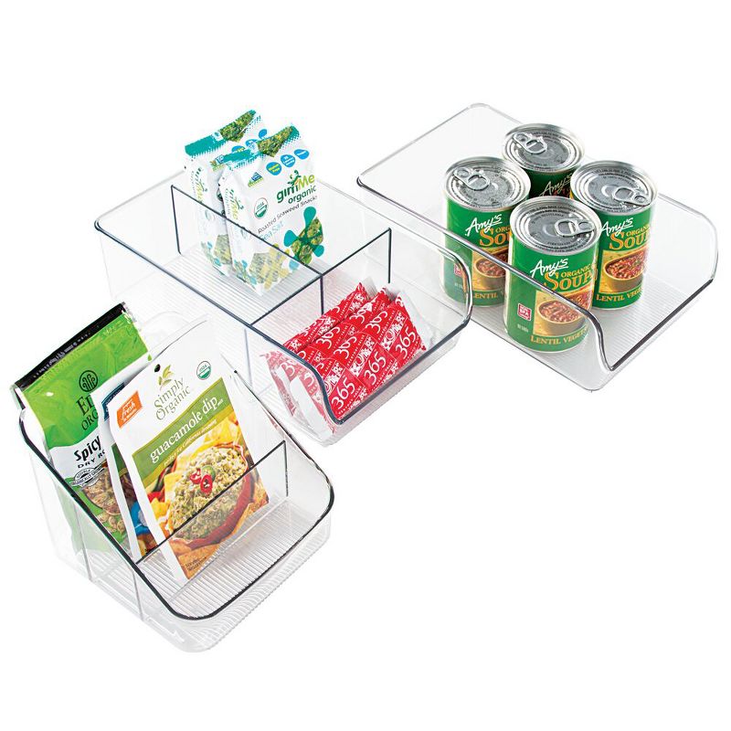 mDesign Plastic Kitchen Food Storage Organizer Bin Combo - Set of 3 - Clear