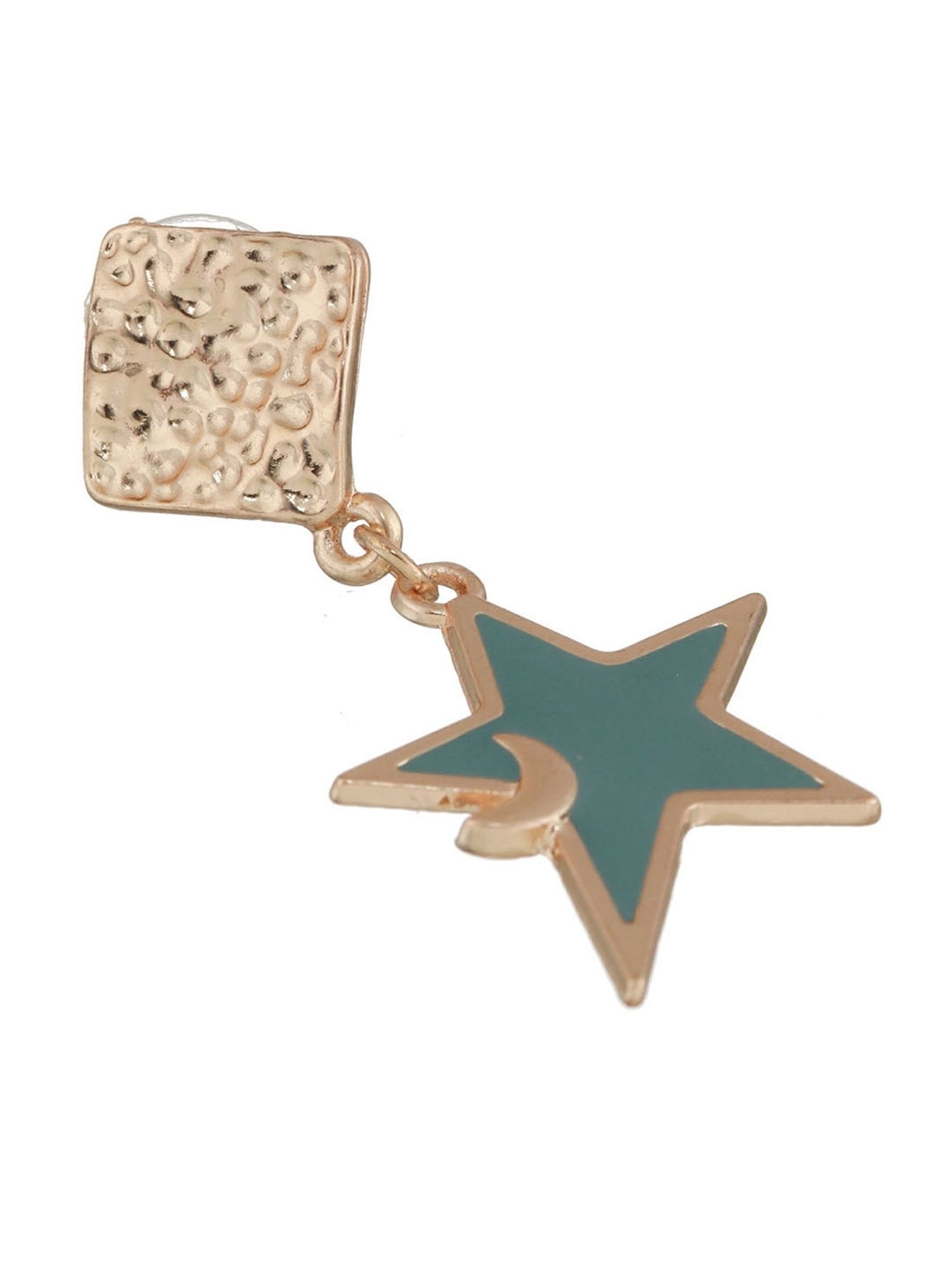 Priyaasi Rose Gold-Plated Textured Box Blue Star Dangler Earrings for Women