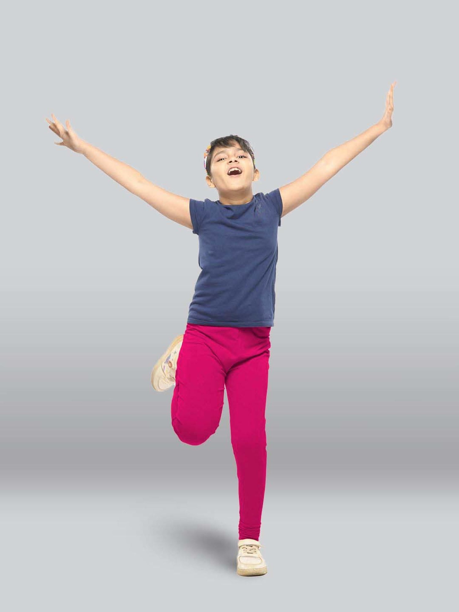 Lyra Kids Fuchsia Pink & White Skinny Fit Leggings (Pack of 2)