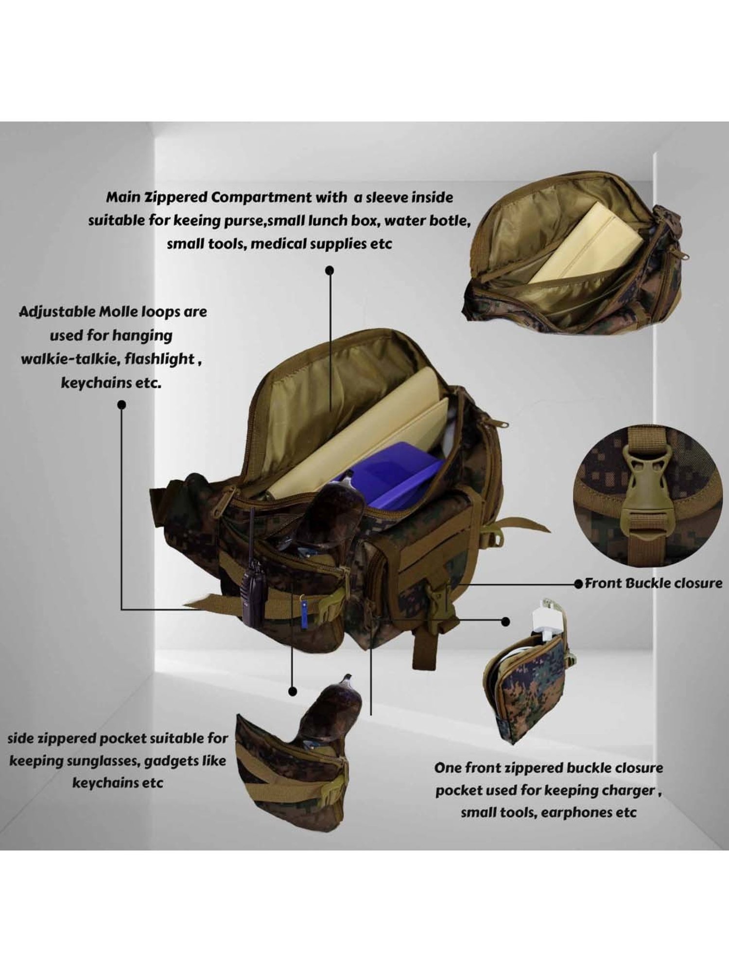 F Gear Brown Printed Waist Pouch