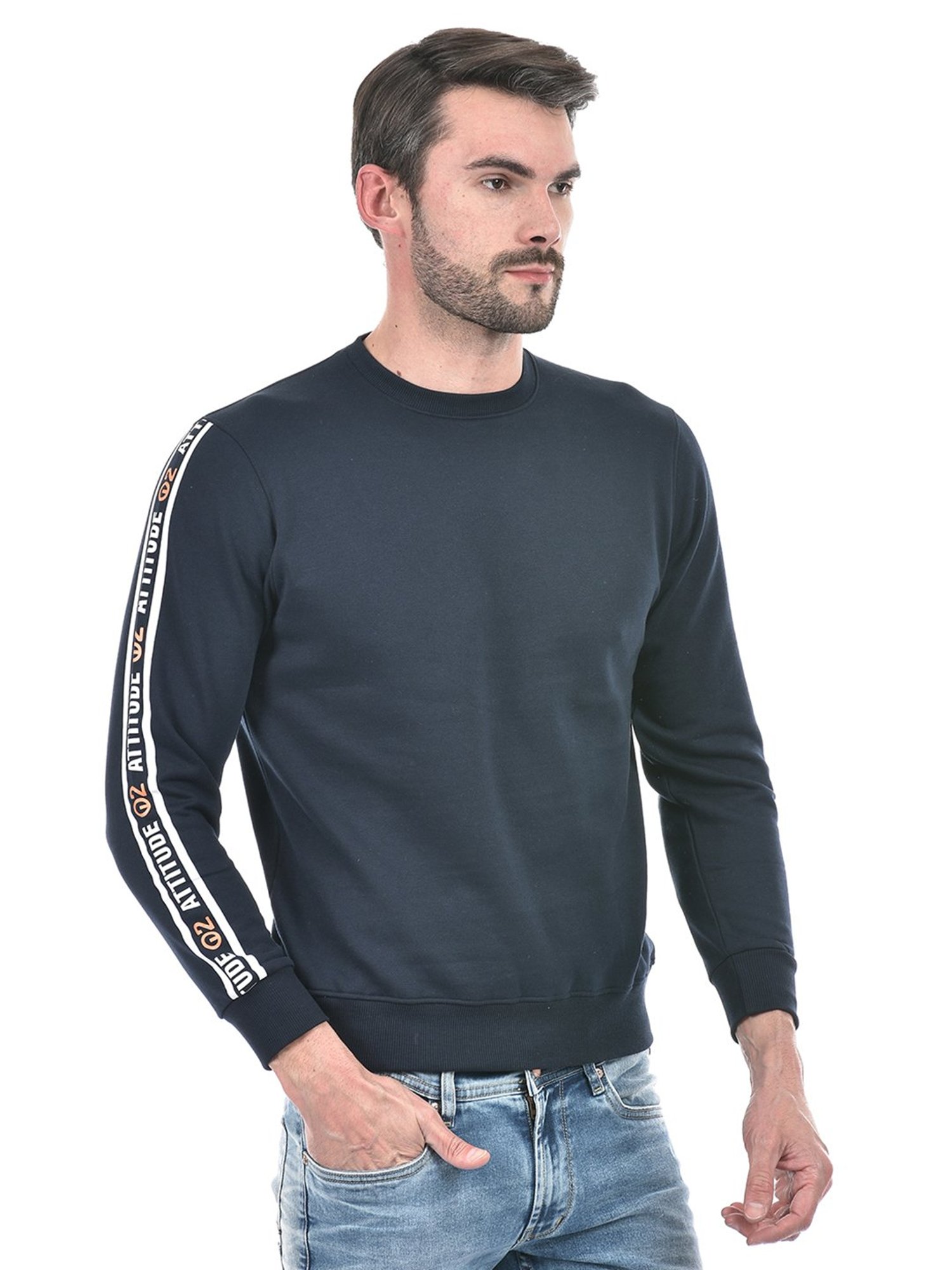 Integriti Dark Navy Regular Fit Printed Sweatshirt