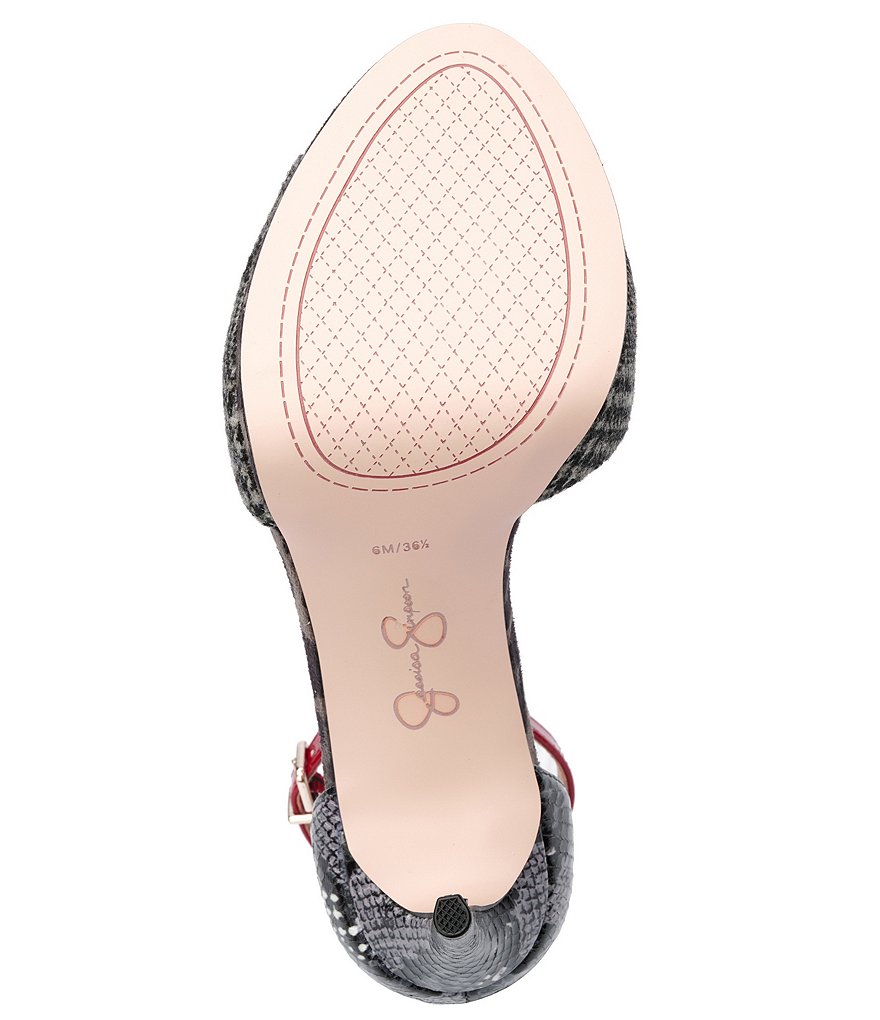 Jessica Simpson Daisile Plaid Snake Print Ankle Strap Dress Sandals