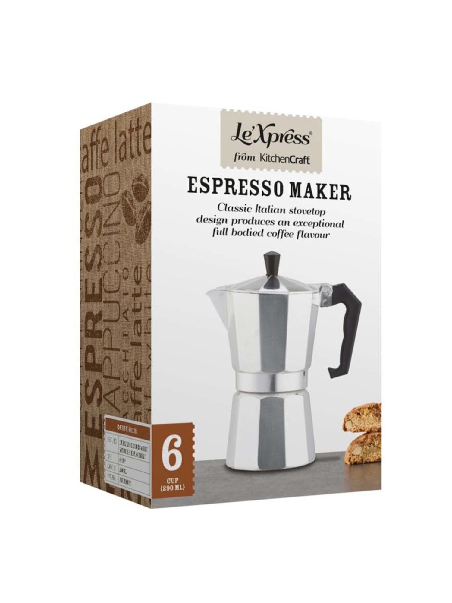 KitchenCraft Le Xpress Silver Aluminium Cup Espresso Maker (0.15 L)