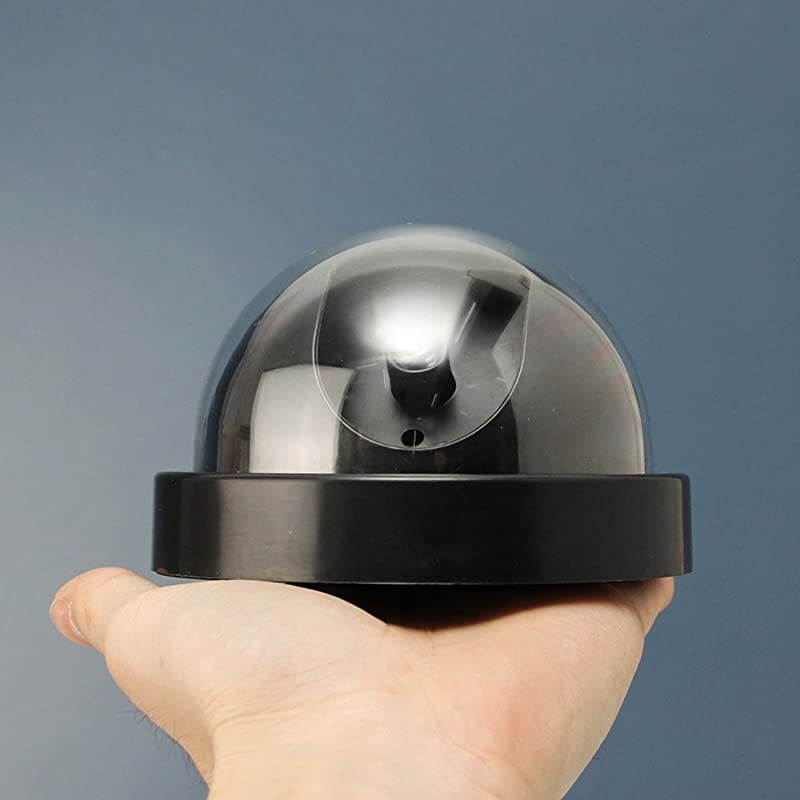 Camera,Dummy Security Camera w/Flashing Red Light for Night, Dome Camera CCTV Surveillance System with Realistic Look Recording LEDs 2 Pack (Black)