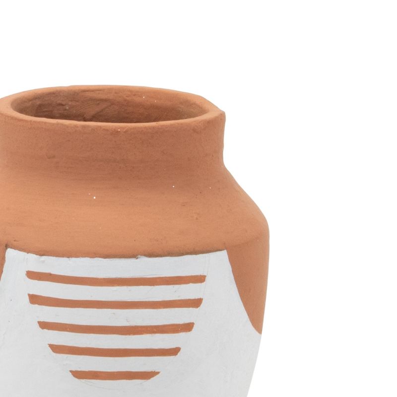 White Painted Natural Terracotta Decorative Bud Vase - Foreside Home & Garden