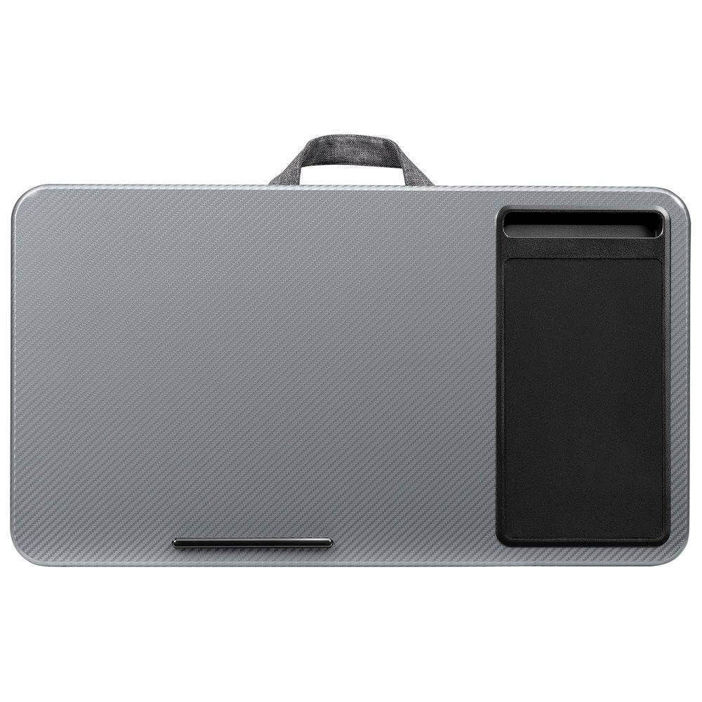 LapGear Home Office Lap Desk with Device Ledge, Mouse Pad, and Phone Holder - Silver Carbon - Fits Up to 15.6 Inch Laptops - Style No. 91585