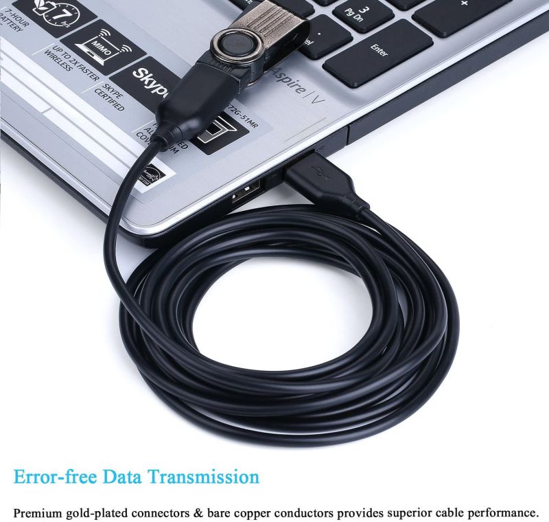 Besgoods Extra Long USB 2.0 10ft USB Extension Cable Extender Cord - Type A Male to A Female USB Extension Cord with Gold-Plated Connector for Keyboard Mouse USB Flash Drive - Black