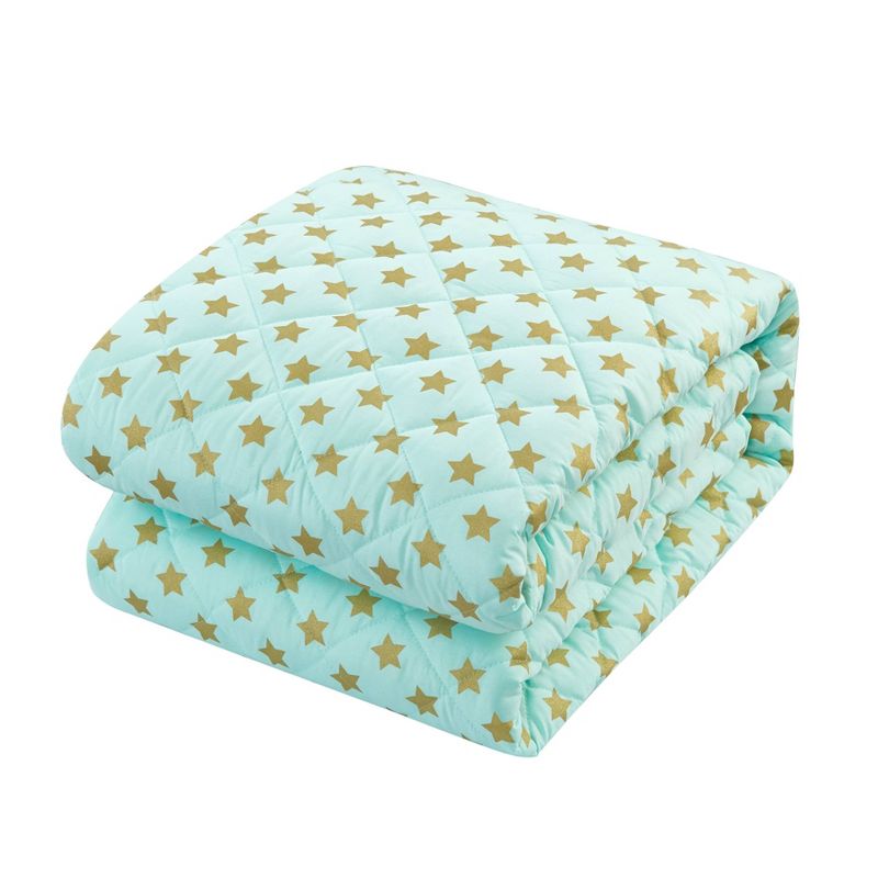 Full Metallic Star Quilt Set Mint Green - Heritage Club