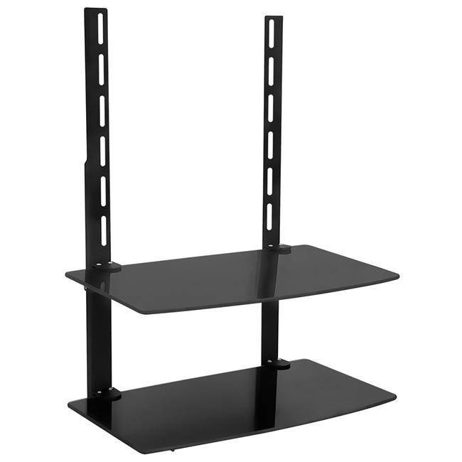 Mount-It! TV Wall Mount Shelf | Two Tempered Glass Shelves | Storage Bracket | Fits VESA Patterns 400x400mm