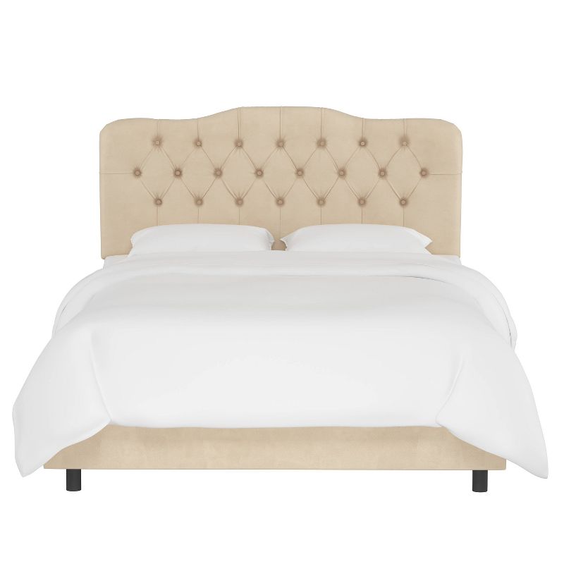 Queen Tufted Bed Velvet Pearl - Skyline Furniture