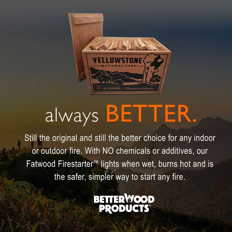 Better Wood Products Limited Edition Protect the Parks Series All Natural Fatwood Fire Starter Sticks, 13 Pound Wooden Crate, Yellowstone
