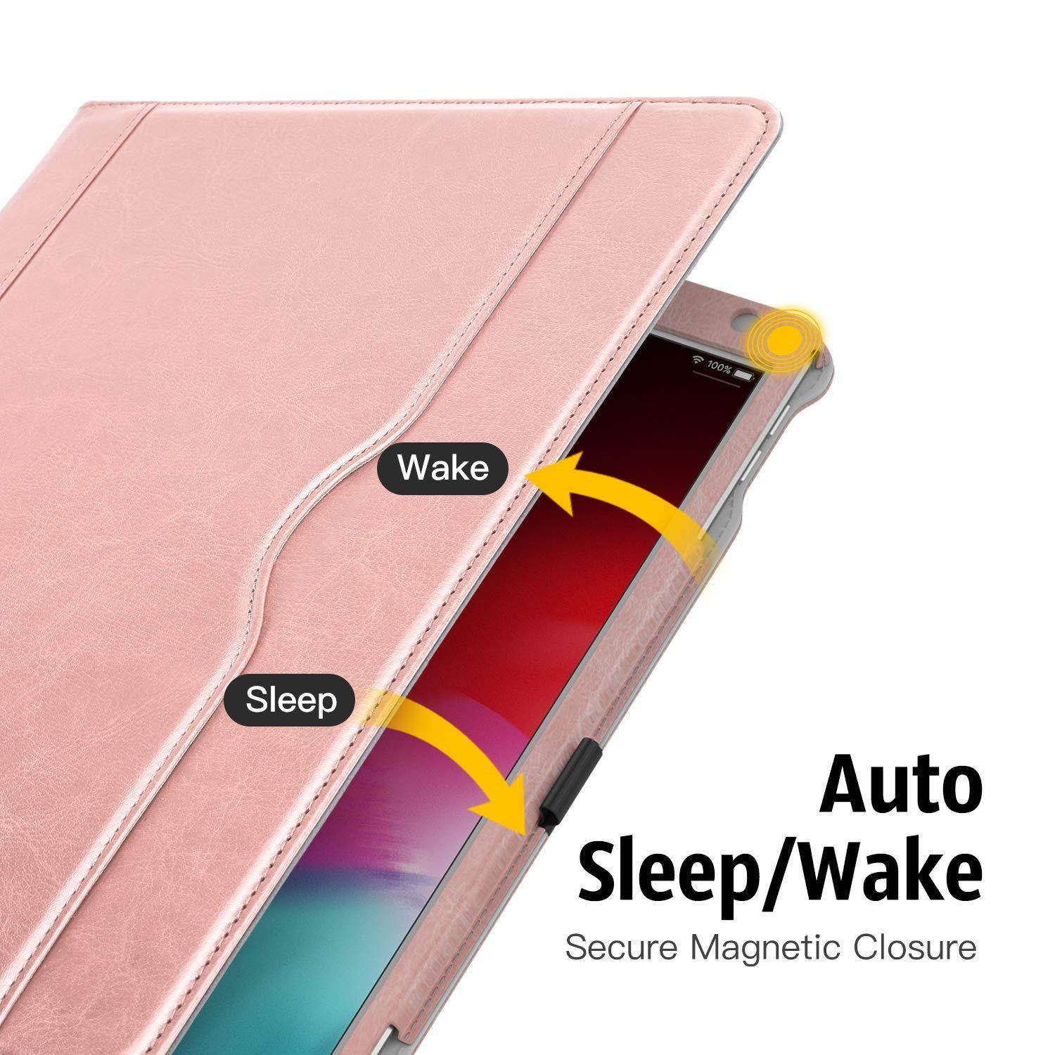 MoKo Case Fit New iPad Air (3rd Generation) 10.5" 2019/iPad Pro 10.5 2017 - Slim Folding Stand Folio Cover Case with Auto Wake/Sleep and Document Card Slots, Multiple Viewing Angles - Rose Gold