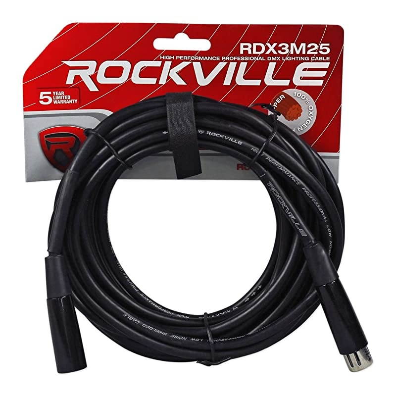 RDX3M25 25 Foot 3 Pin DMX Lighting Cable 100 OFC Copper Female 2 Male
