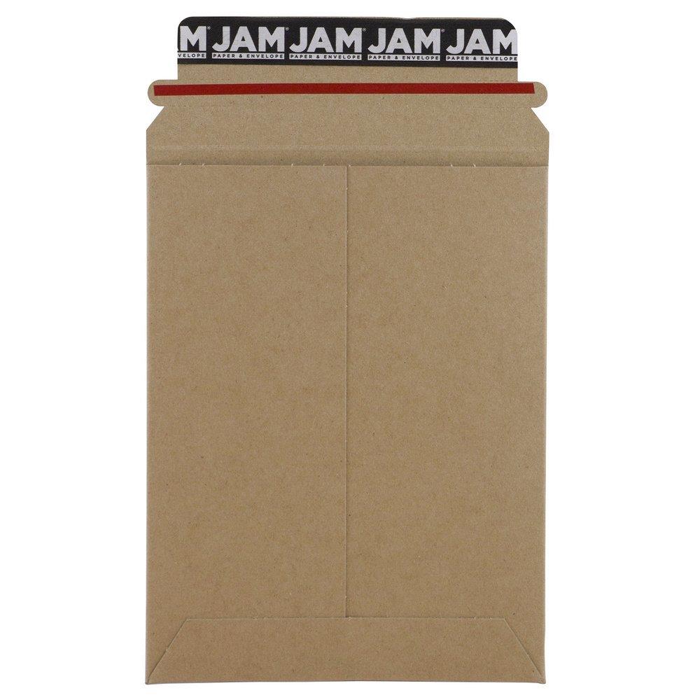 JAM PAPER Stay-Flat Photo Mailer Envelopes with Peel & Seal Closure - 6 x 8 - Brown Kraft - 6 Rigid Mailers/Pack
