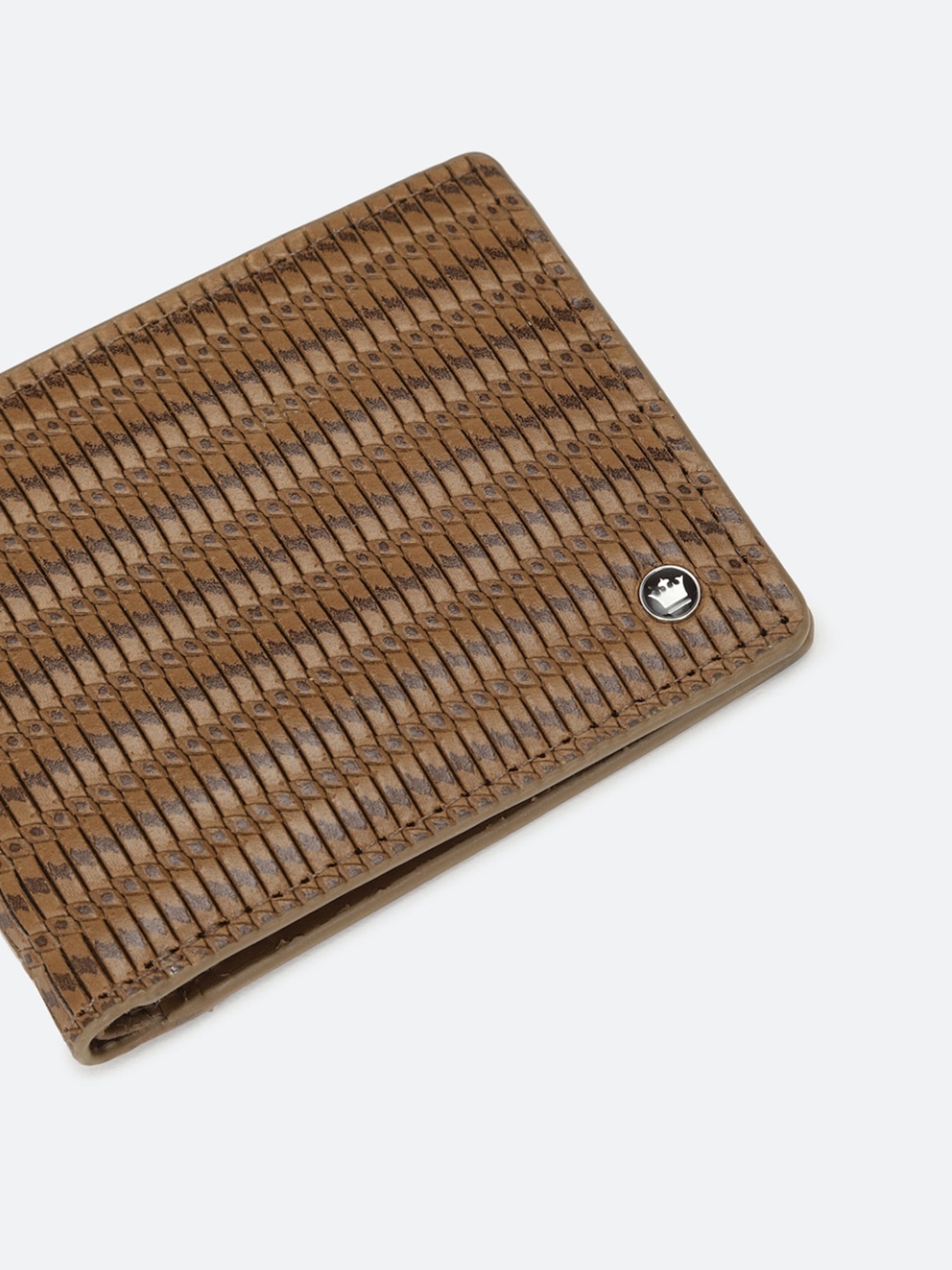 Louis Philippe Brown Leather Textured Bi-Fold Wallet