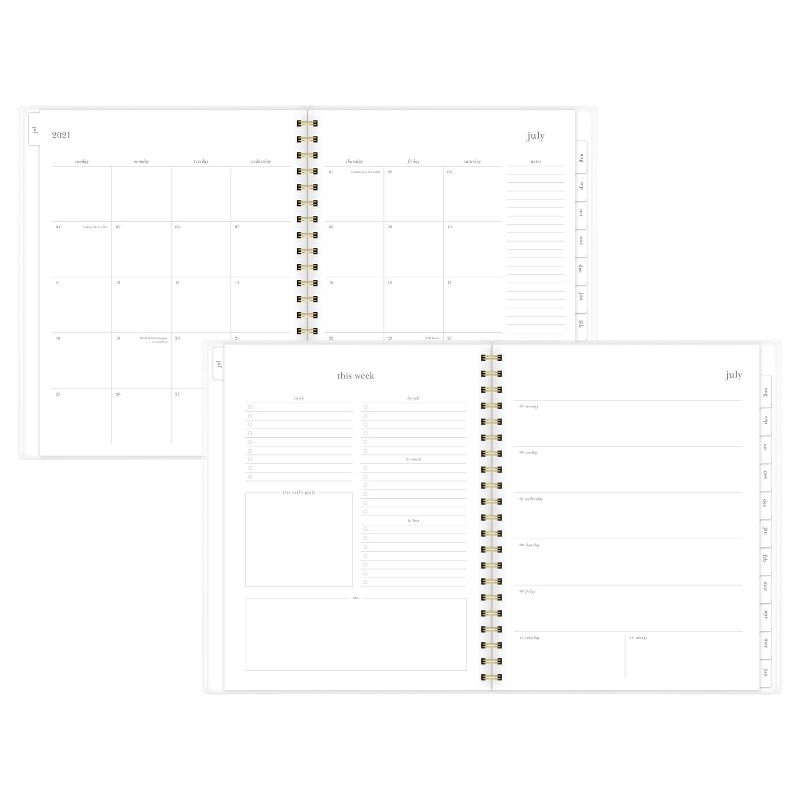 2021-22 Academic Planner 8.5" x 11" Frosted Plastic Wirebound Weekly/Monthly White with Gold Dot - Sugar Paper™