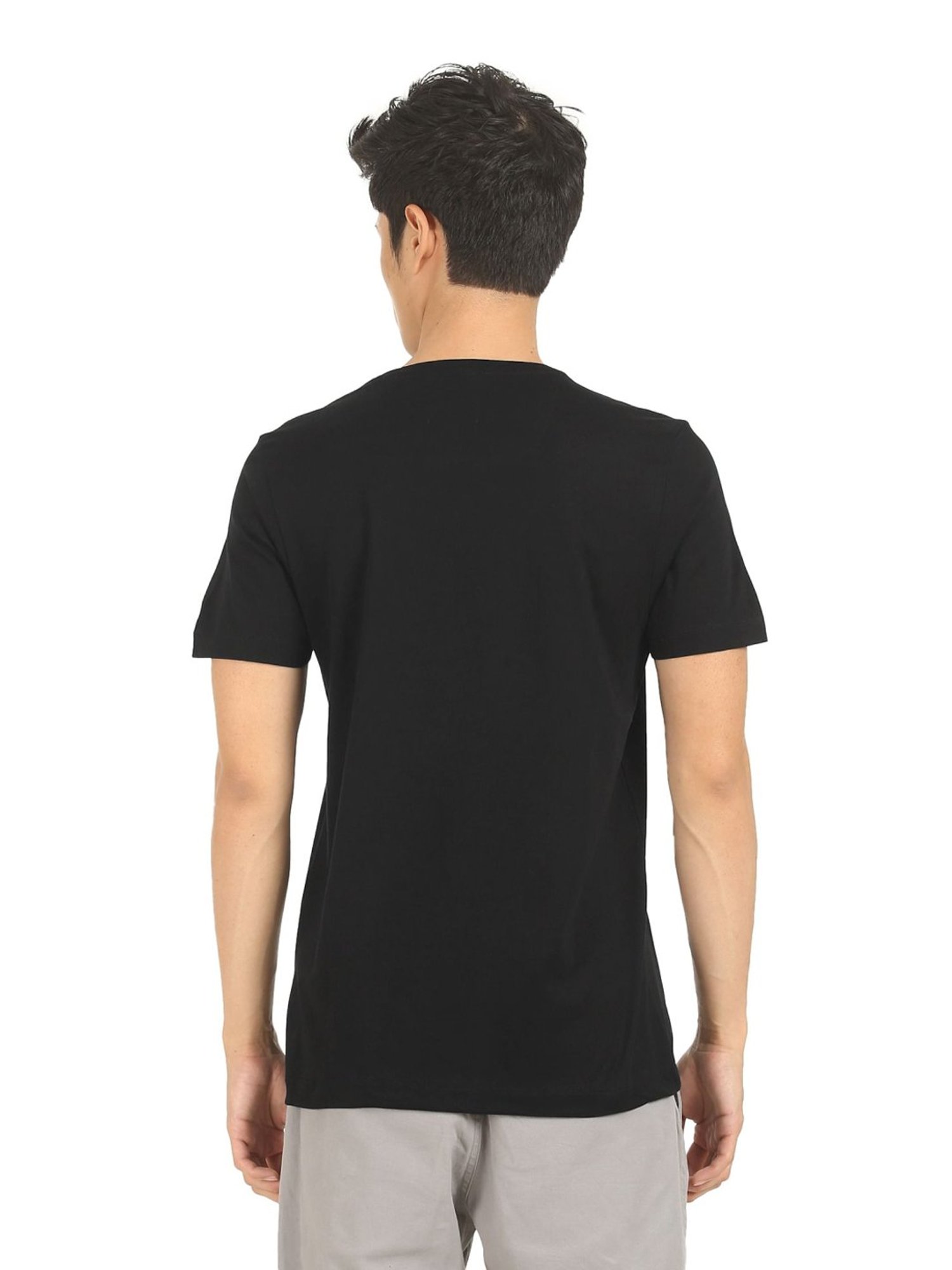 Arrow Black Cotton Regular Fit Printed T-Shirt
