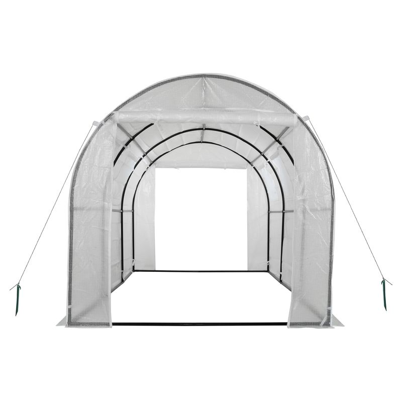 Two Door Walk - In Tunnel Greenhouse With Ventilation Windows And Steel Frame &ndash; 15' X 6' X 6' - White - Ogrow