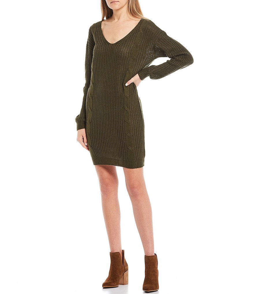 Stilletto's Lattuice Back Cable Knit Sweater Dress