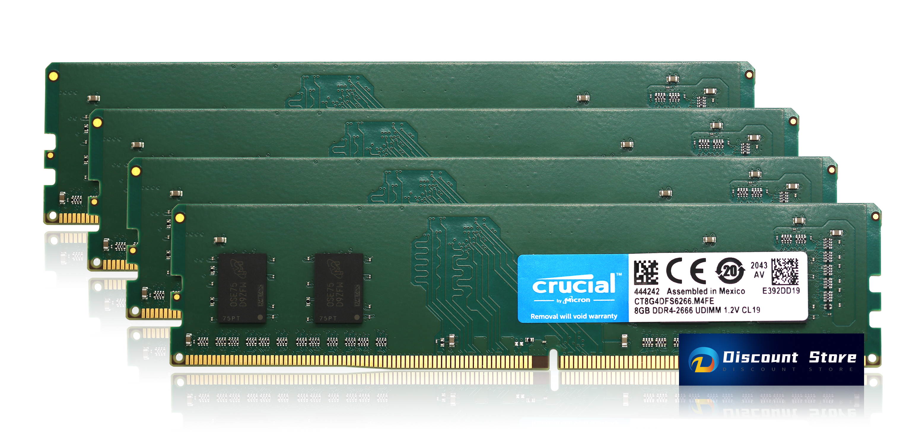 Crucial CT8G4DFS6266.M4FE 32GB(4X8GB) DDR4-2666 PC4-21300 DIMM CL19 RAM 288-PIN Desktop Memory